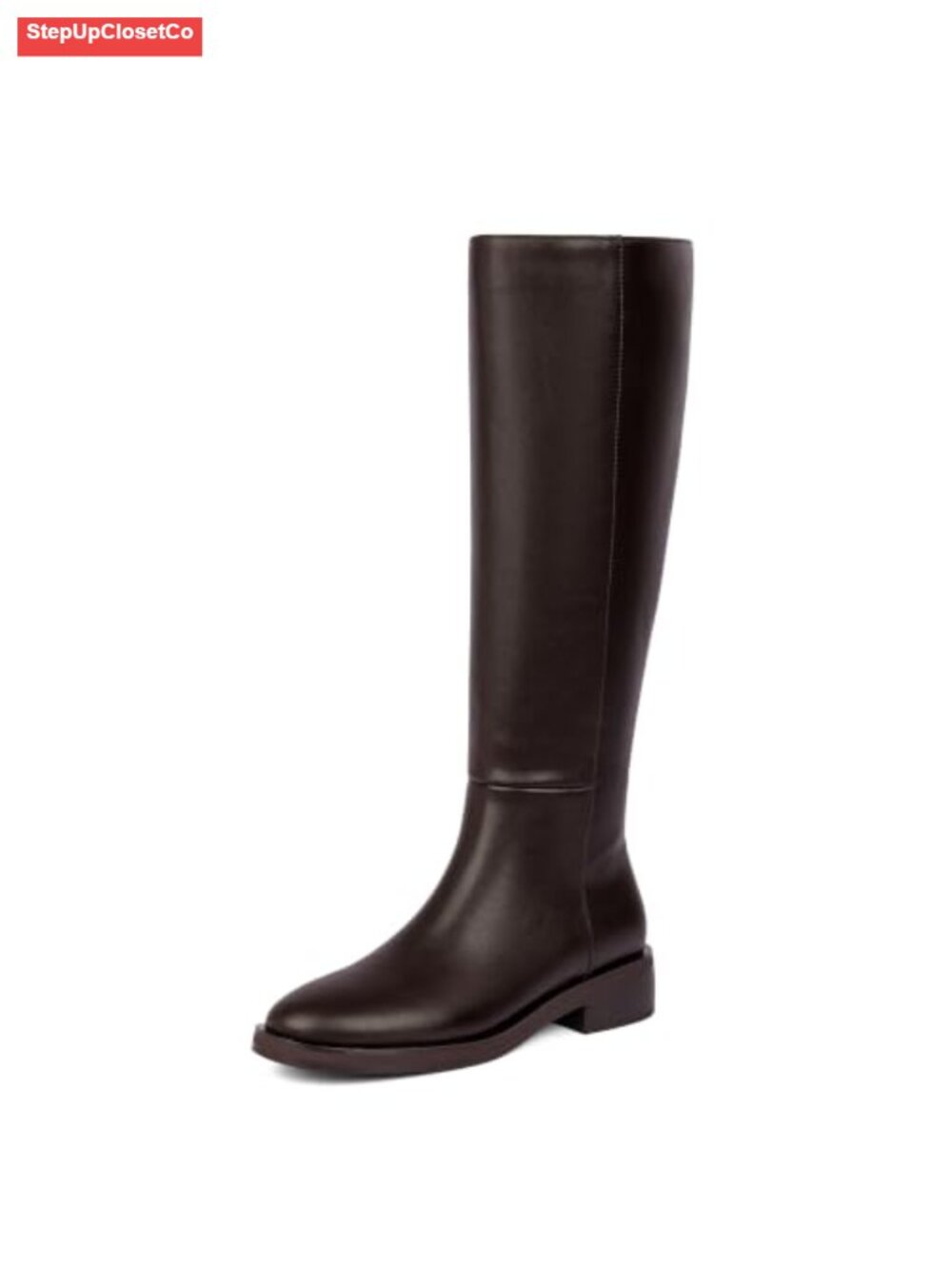 Knee High Boots Round Toe Flat Heel Faux Leather Women's